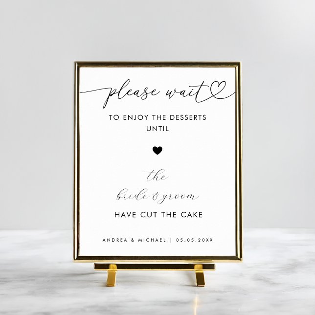 Heart Please Wait for Desserts Cake Wedding Sign (Creator Uploaded)