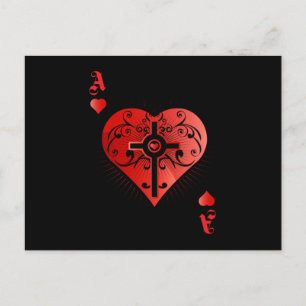 Heart Poker Ace Casino Postcard