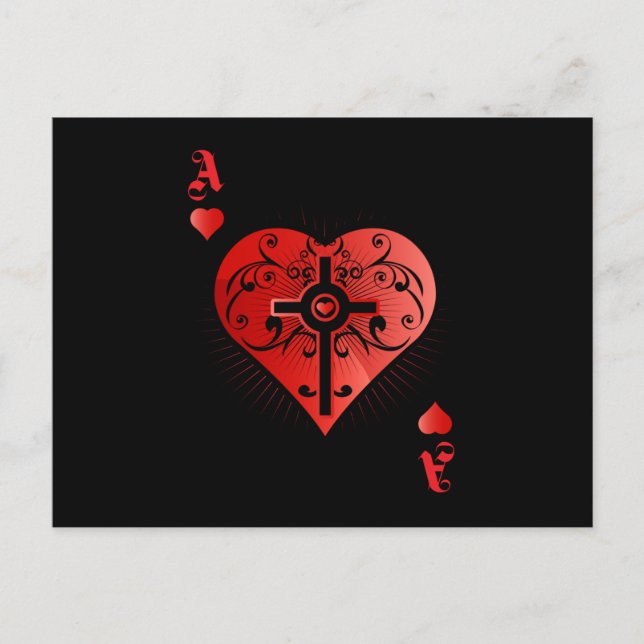 Heart Poker Ace Casino Postcard (Front)