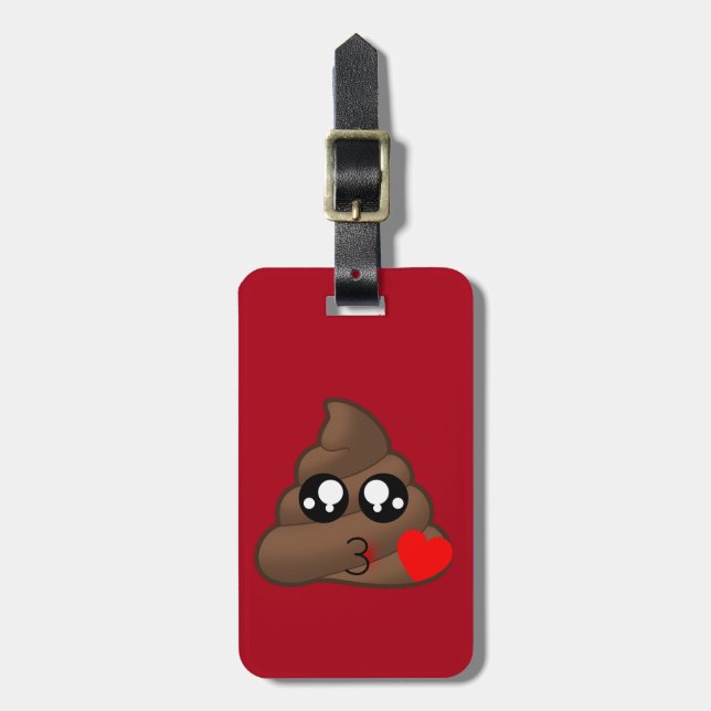 Heart Poop Emoji Luggage Tag (Front Vertical)