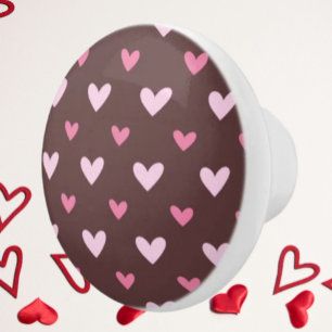 Heart Pop Ceramic Knob – Pink on Chocolate