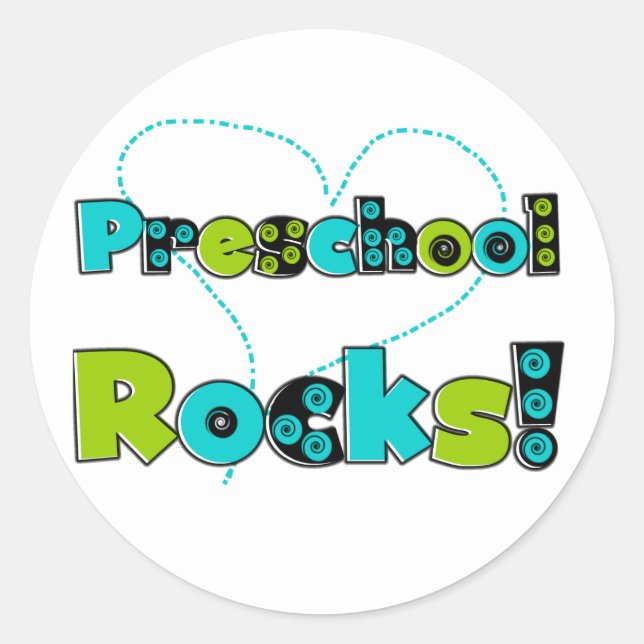 Heart Preschool Rocks Classic Round Sticker (Front)