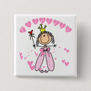 Heart Princess Stick Figure Tshirts and Gifts 15 Cm Square Badge