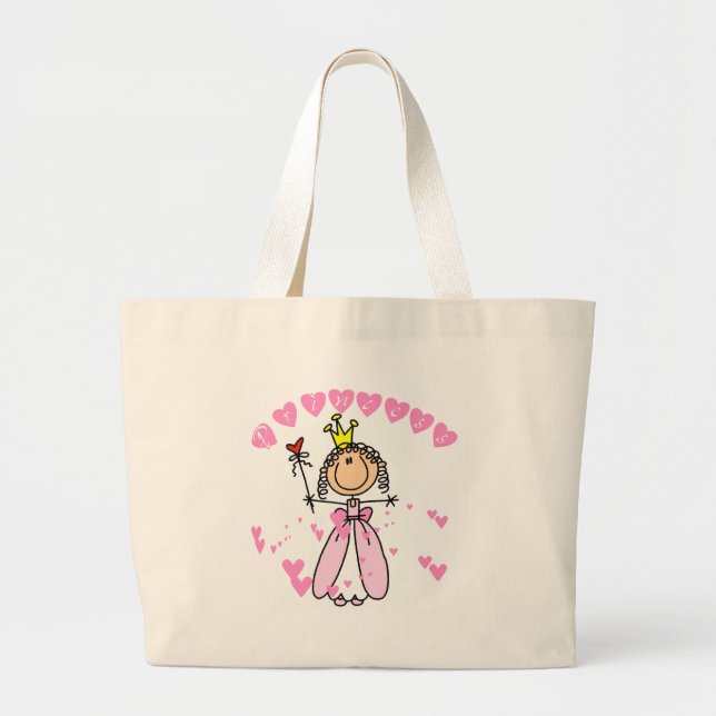 Heart Princess Stick Figure Tshirts and Gifts Large Tote Bag (Front)