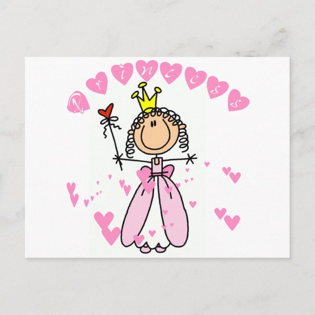Heart Princess Stick Figure Tshirts and Gifts Postcard (Front)