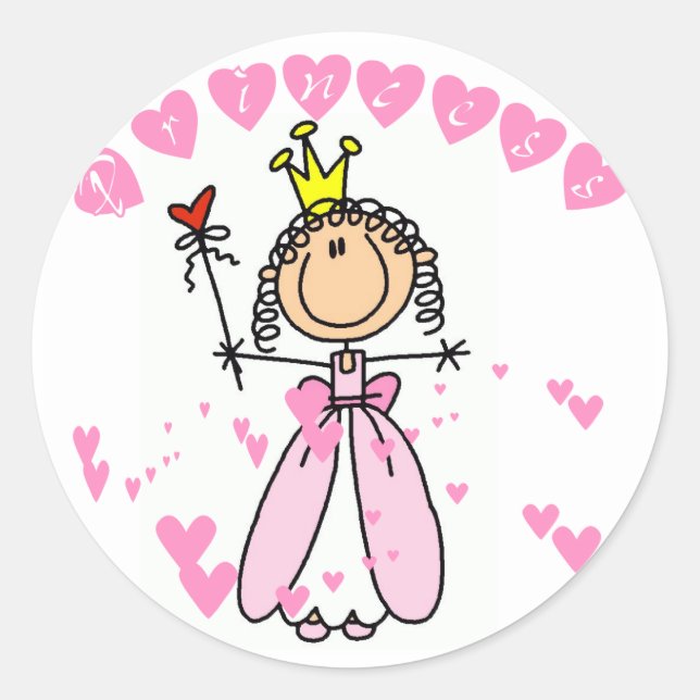 Heart Princess Tshirts and Gifts Classic Round Sticker (Front)