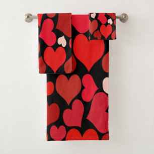 Heart Print Bath Towel Set