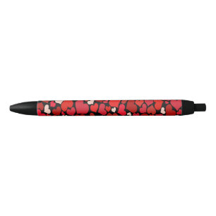 Heart Print Black Ink Pen