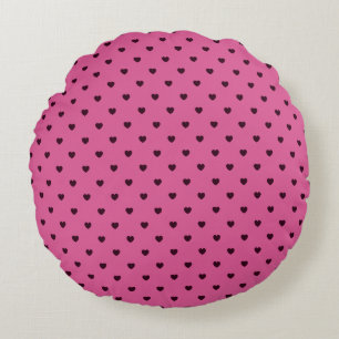 Heart Print Pink Round Pillow   One Owl Artist