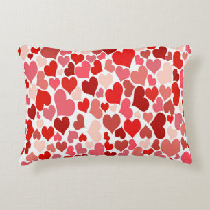Heart Print Red and Pink Decorative Cushion