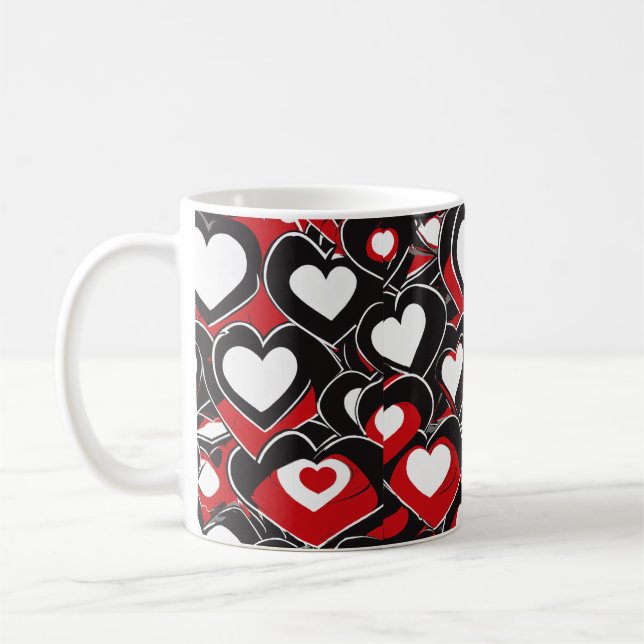 Heart Print - Romantic Valentine's Ceramic Mug. Coffee Mug (Left)