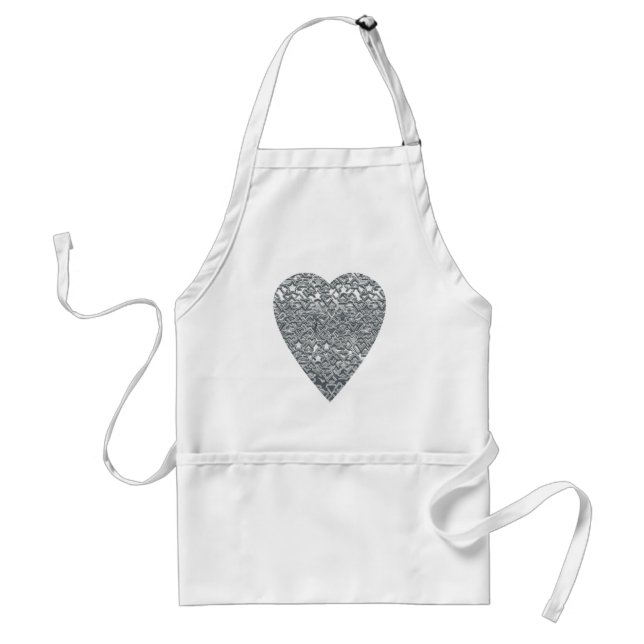 Heart. Printed Light Grey and Mid Grey Pattern. Standard Apron (Front)