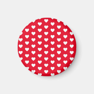 Heart printed red and white magnet