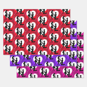 Heart Proposal Silhouette Collection Wrapping Paper Sheet