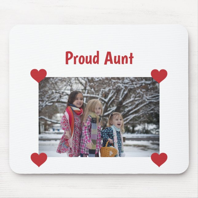 Heart Proud Aunt Love Personalise Photo Make Make Mouse Mat (Front)