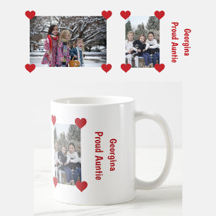Heart Proud Auntie Love Personalize Photos Name Coffee Mug