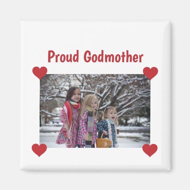 Heart Proud Godmother Love Personalise Photo Make Magnet (Front)