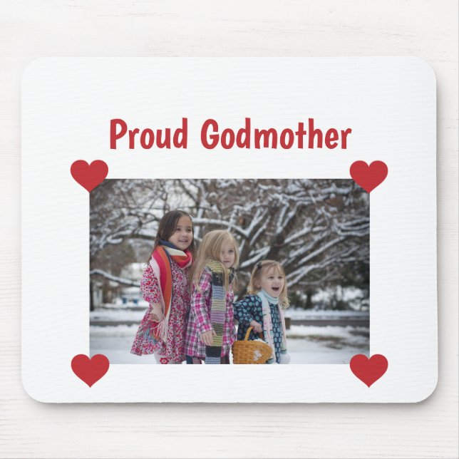 Heart Proud Godmother Love Personalise Photo Make Mouse Mat (Front)