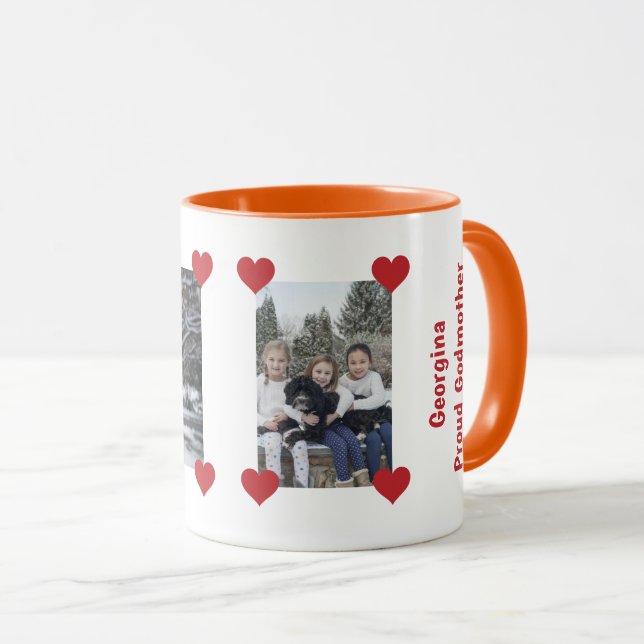 Heart Proud Godmother Love Personalise Photos Name Mug (Front Right)