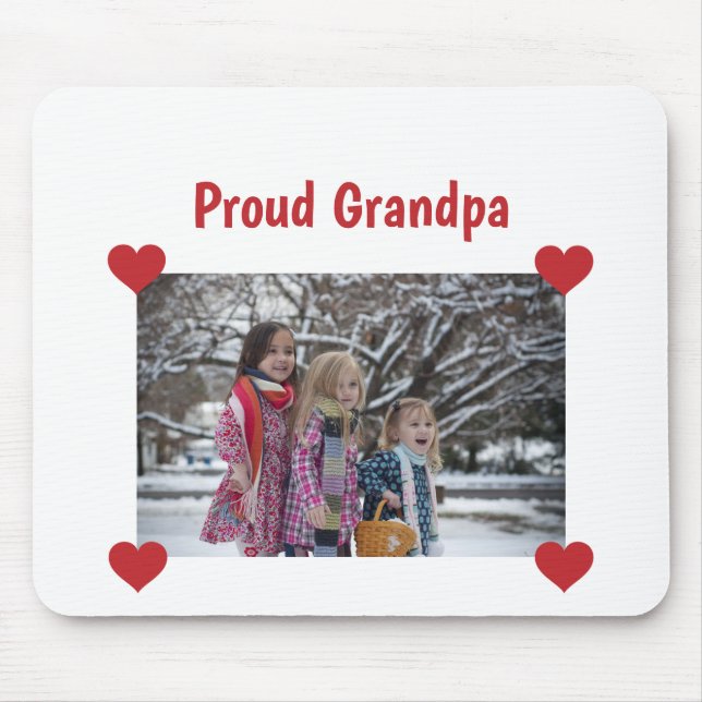 Heart Proud Grandpa Love Personalize Photo Make Mouse Mat (Front)