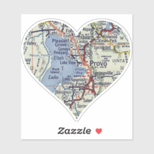 Heart Provo Utah Vintage Map
