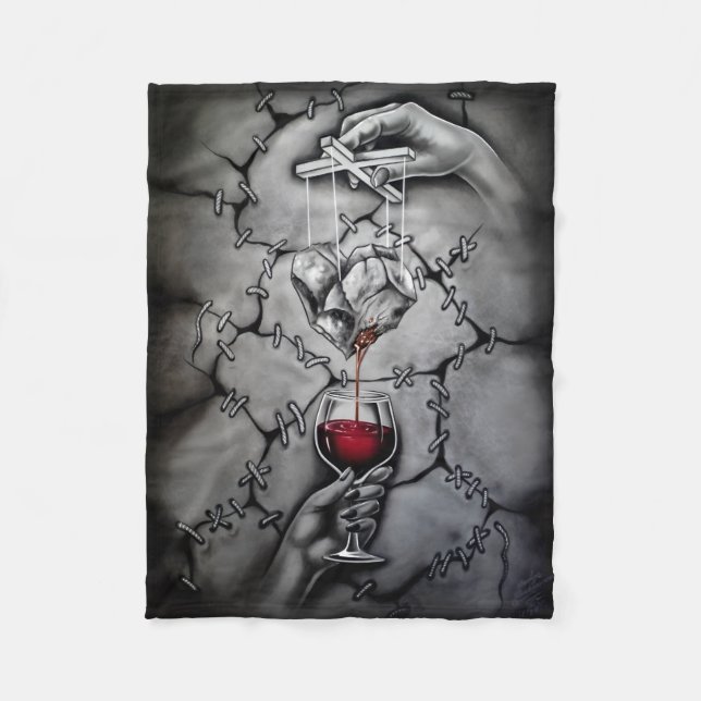 Heart Puppet  Fleece Blanket (Front)