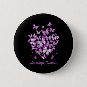 Heart Purple Ribbon Fibromyalgia Awareness Warrior 6 Cm Round Badge