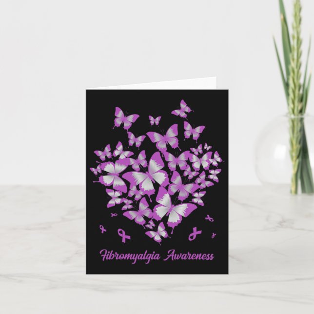Heart Purple Ribbon Fibromyalgia Awareness Warrior Card (Front)