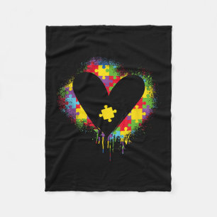 Heart Puzzle _ Autistic _ Support Autism Fleece Blanket