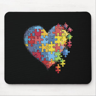 Heart Puzzle Piece Autism Awareness Kids Men Women Mouse Mat