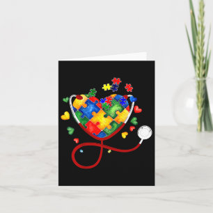 Heart Puzzle Stethoscope Er Rn Cna Nurse Autism Aw Card