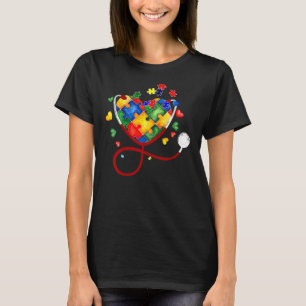 Heart Puzzle Stethoscope ER RN CNA Nurse Autism T-Shirt