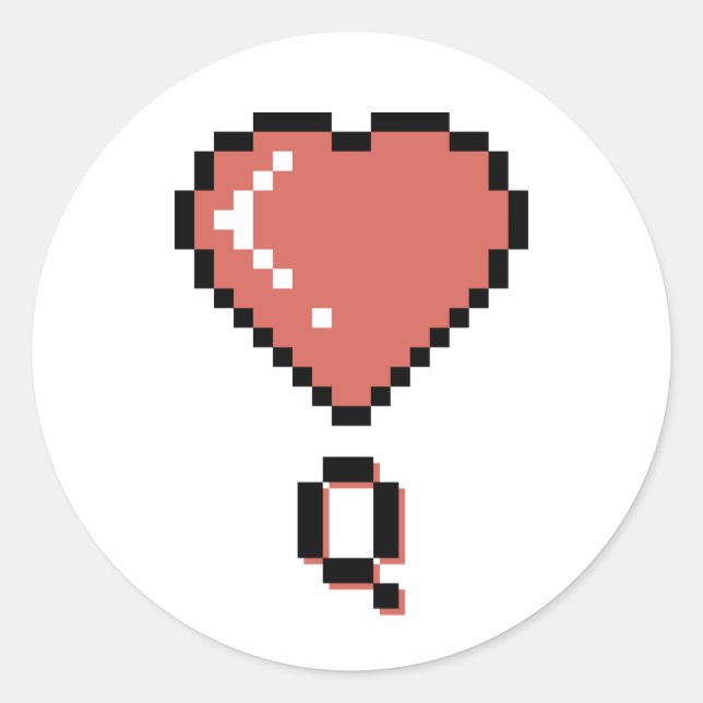 Heart queen black outline classic round sticker (Front)