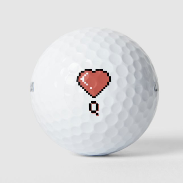 Heart queen black outline golf balls (Front)