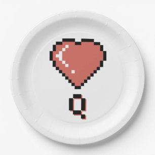 Heart queen black outline paper plate