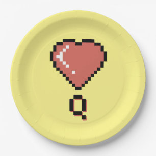 Heart queen black outline paper plate