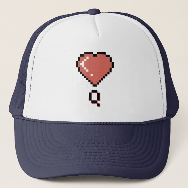 Heart queen black outline trucker hat (Front)