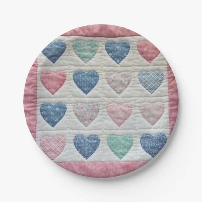 Heart quilt paper plate (Front)