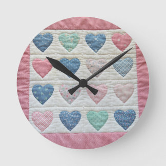 Heart quilt round clock