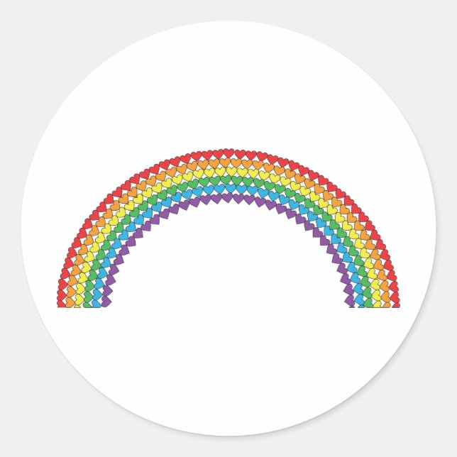 Heart Rainbow Classic Round Sticker (Front)