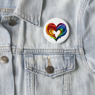 Heart Rainbow Colours 6 Cm Round Badge