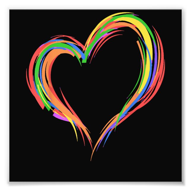 Heart Rainbow Flag LGBT Gay Les Pride Support LGBT Photo Print (Front)