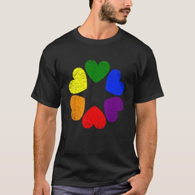 Heart Rainbow Flag LGBT Gay Pride Month Support LG T-Shirt (Front)