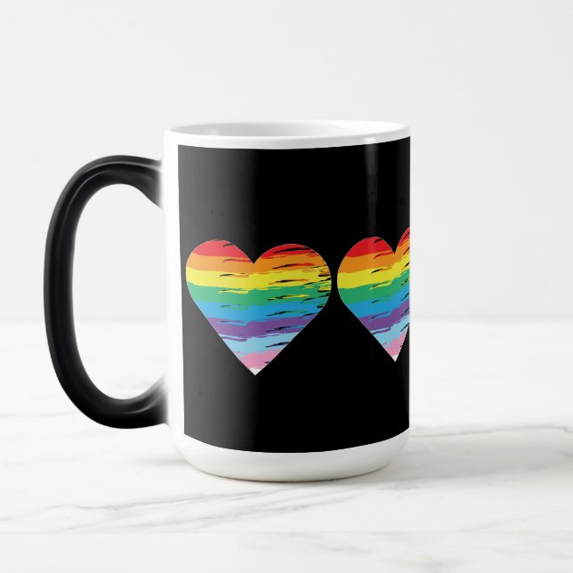 HEART Rainbow LGBTQIA Flag, Pride Letter  Magic Mug (Left)