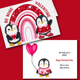 Heart Rainbow Penguin Kids Valentine