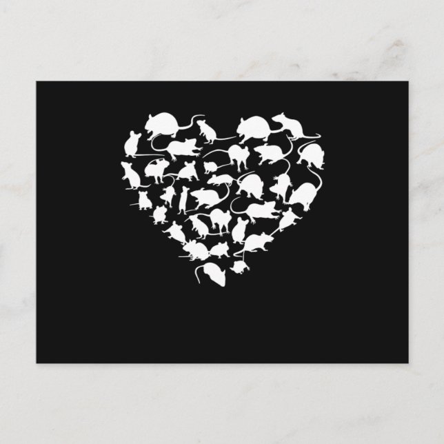 Heart Rat Mouse Animal Lover Rodent Mice Pet Gift Postcard (Front)