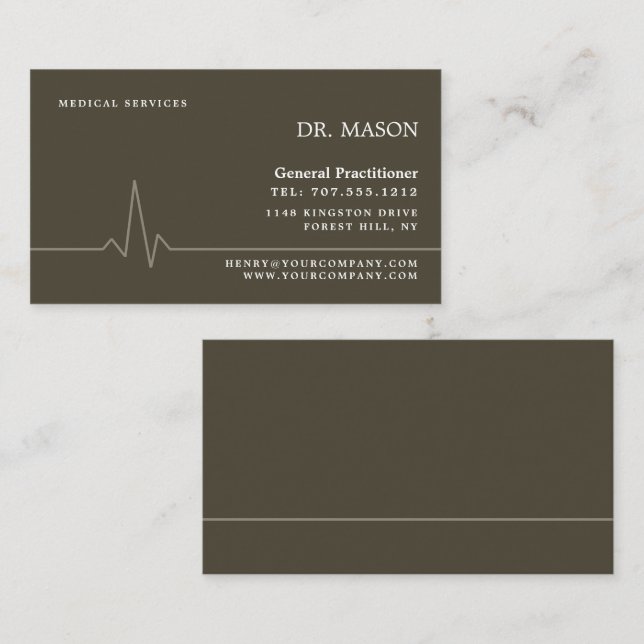Heart Rate, General Practitioner, Nurse, Medical Business Card (Front/Back)