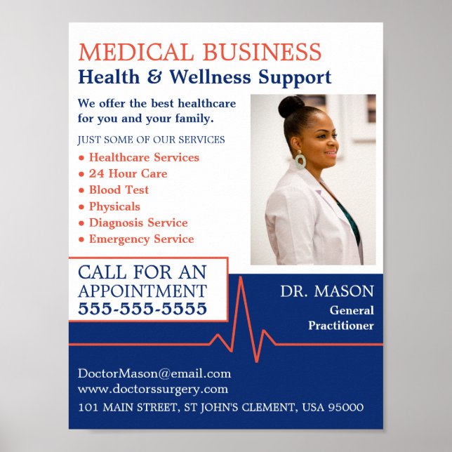 Heart Rate, General Practitioner, Nurse, Medical Poster (Front)