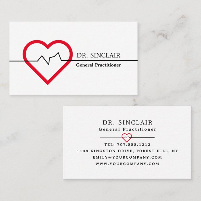 Heart Rate Monitor, General Practitioner, Nurse Business Card (Front/Back)