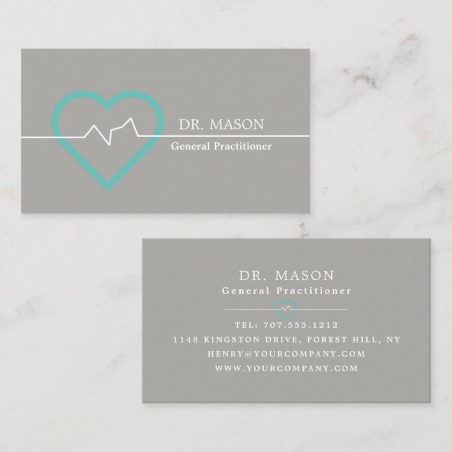 Heart Rate Monitor, General Practitioner, Nurse Business Card (Front/Back)